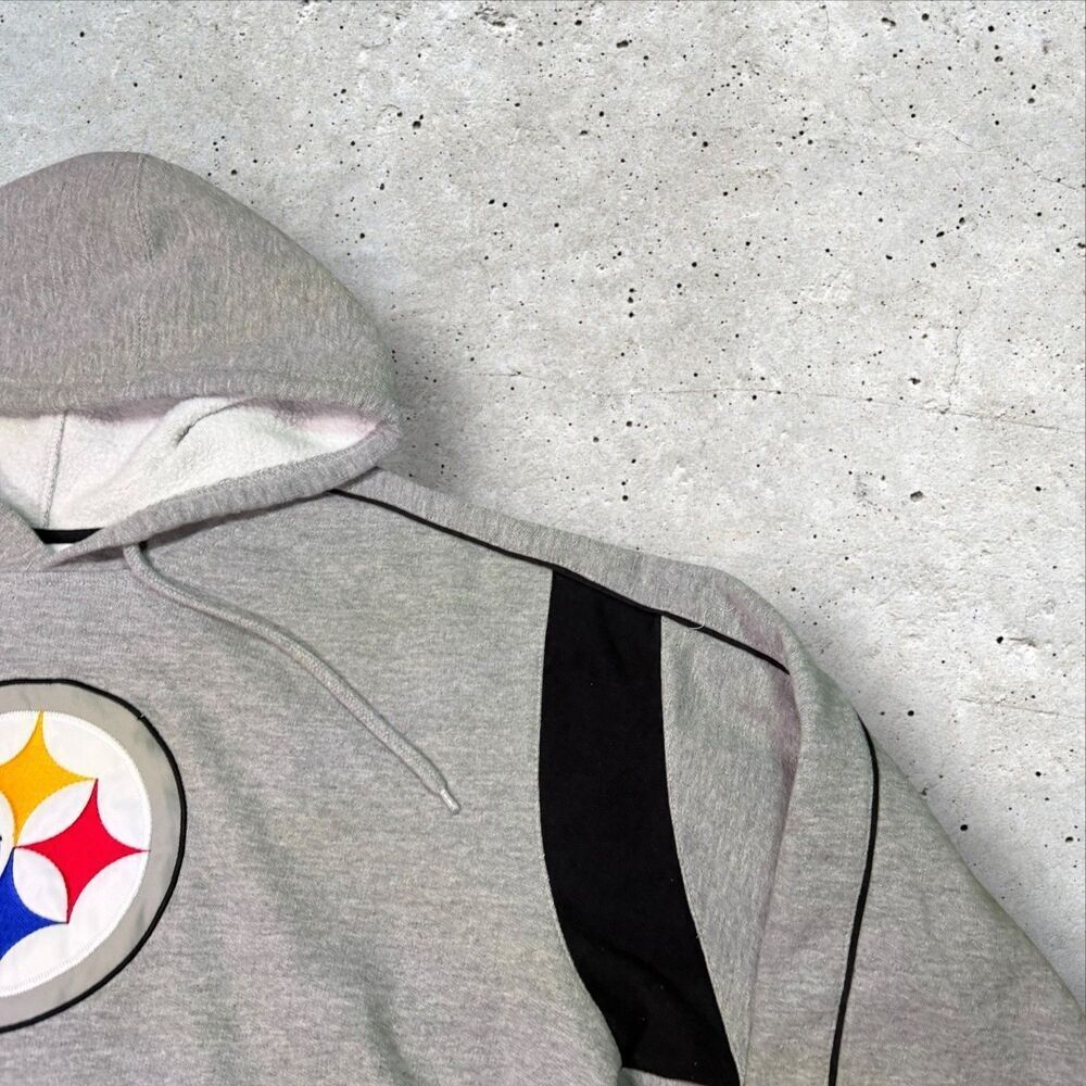 Pittsburgh Steelers NFL Team Apparel Hoodie Gray Black Pullover Men’s L-XL - Picture 3 of 11